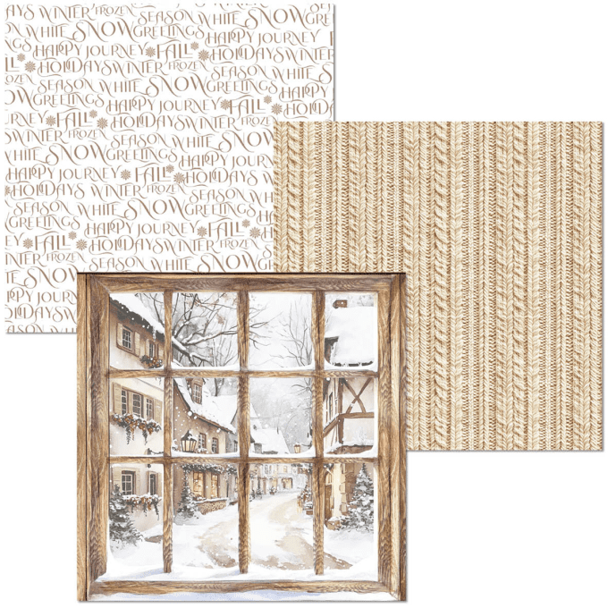 Deluxe paper pearl copper & Vellum, Ciao Bella, winter season,  15x15cm - 5 feuilles - 92gsm 