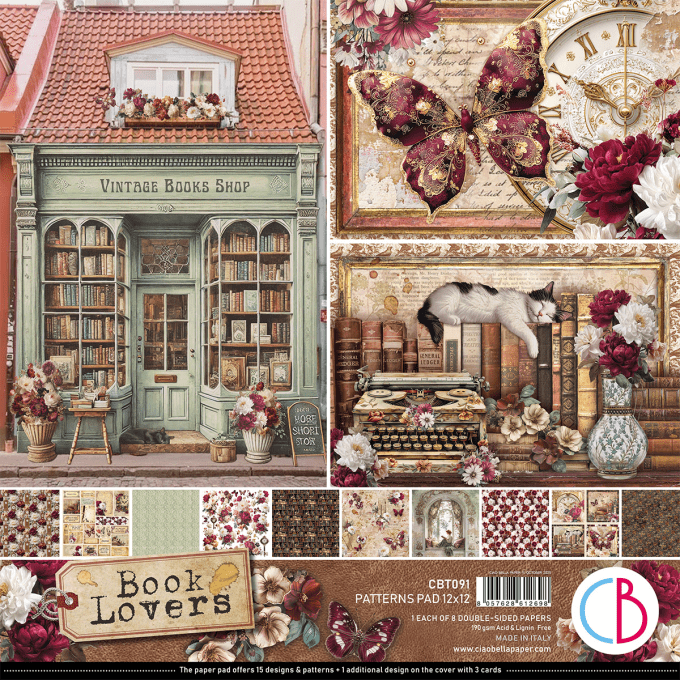 Ciao Bella, collection Book lovers - Patterns - 30x30cm - 8 feuilles + 1 feuille spéciale - 190gsm