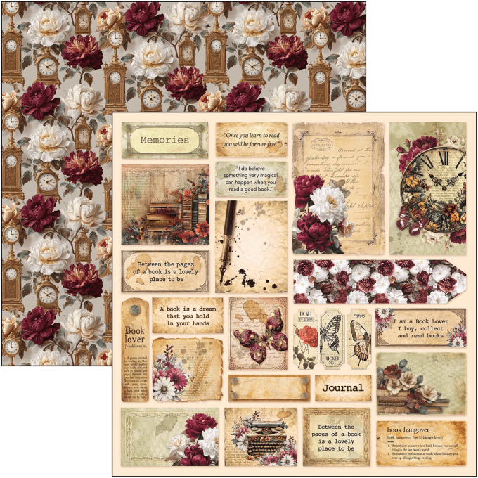 Ciao Bella, collection Book lovers - Patterns - 30x30cm - 8 feuilles + 1 feuille spéciale - 190gsm