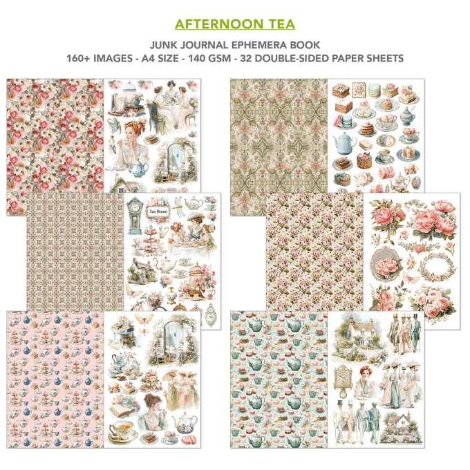 Ciao bella - Ephemera book, Afternoon tea - format A4 - 32 feuilles 