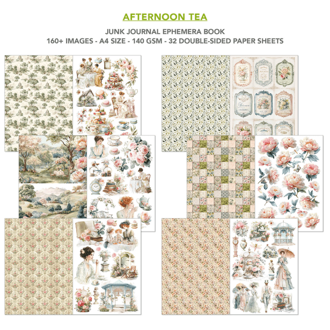 Ciao bella - Ephemera book, Afternoon tea - format A4 - 32 feuilles 