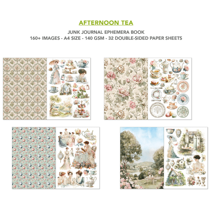 Ciao bella - Ephemera book, Afternoon tea - format A4 - 32 feuilles 