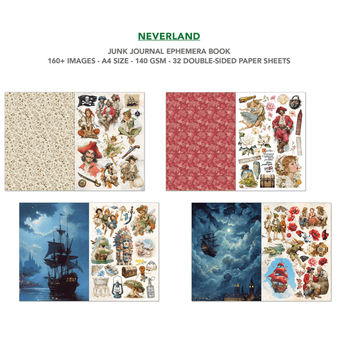Ciao bella - Ephemera book, Neverland, format A4 - 32 feuilles 