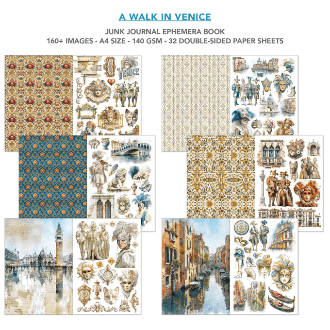 Ciao bella - Ephemera book, Venice dream - format A4 - 32 feuilles 