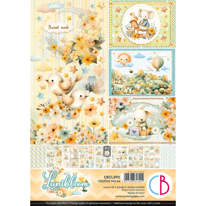 Ciao Bella, collection Lunibloom - Format A4 - 9 feuilles - 190gsm