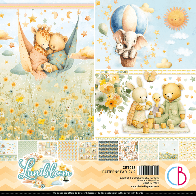 Ciao Bella, collection Lunibloom - Patterns - 30x30cm - 8 feuilles - 190gsm