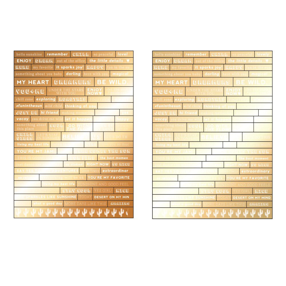 2 feuilles effet miroir avec mots en anglais (178 stickers), Prima, Golden desert