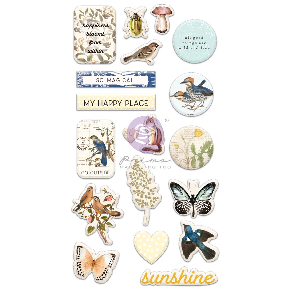 19 puffy stickers, Prima collection Nature lover