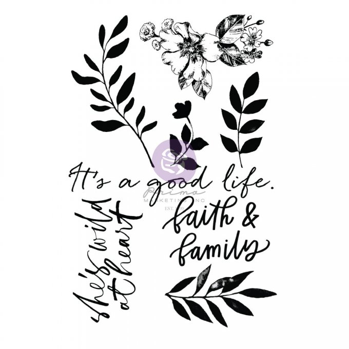 8 tampons clear, Prima collection watercolor floral, dimension de la planche : 10x15cm