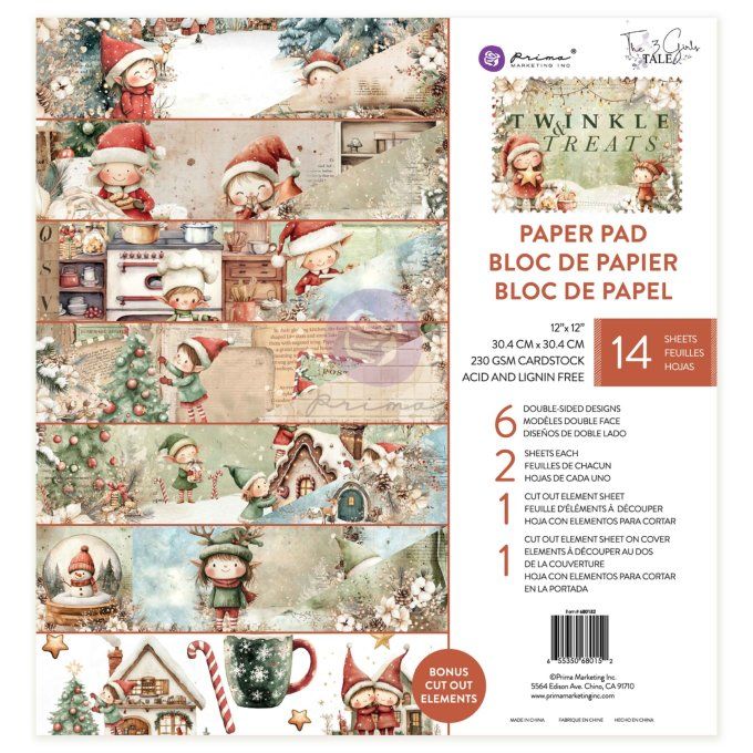 14 feuilles, format 30.4x30.4cm, Twinkle & Treats - Prima marketing 