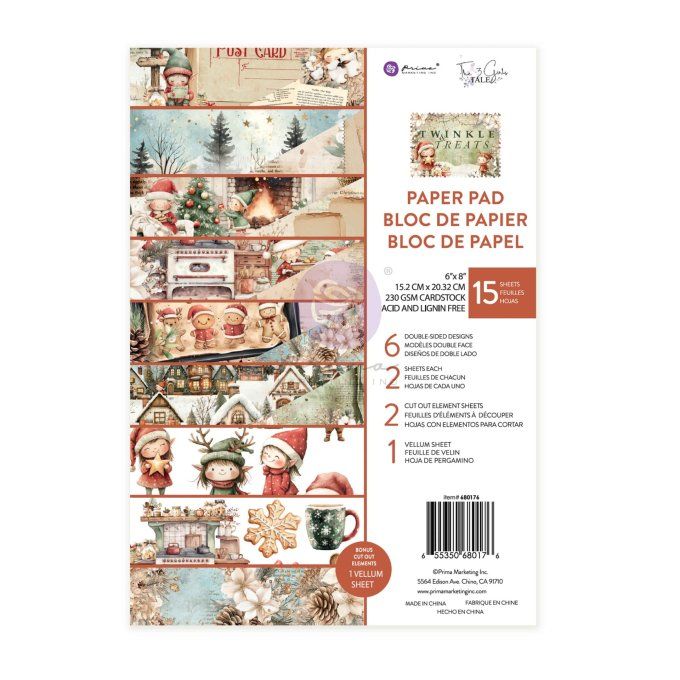 15 feuilles, format 15.2x20.32cm, Twinkle & Treats - Prima marketing