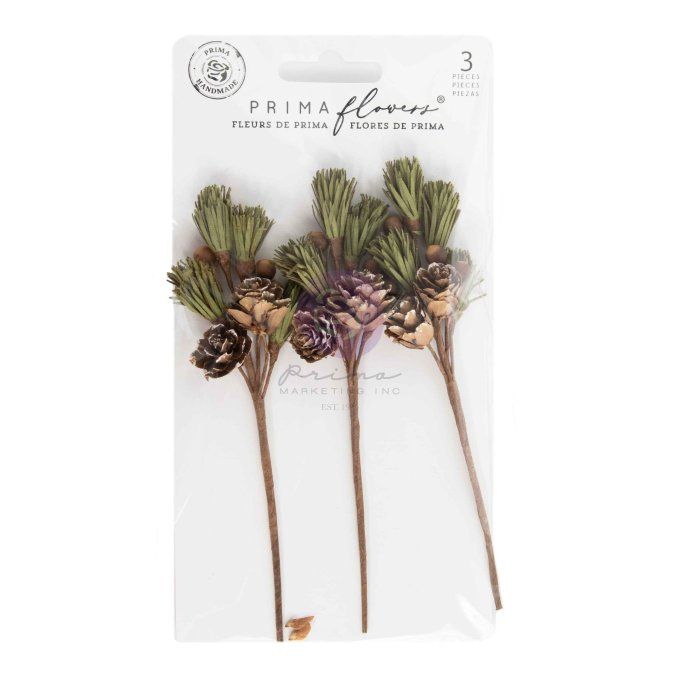 Fleurs (3 pièces), Twinkle & Treats, Evergreen sprigs - Prima marketing 
