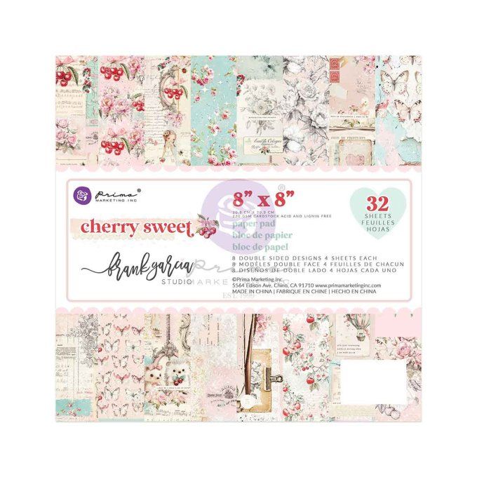 32 feuilles format 20x20cm, Cherry sweet - Prima marketing