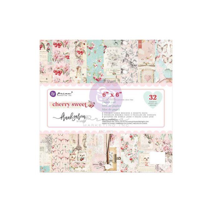 32 feuilles format 15x15cm, Cherry sweet - Prima marketing 