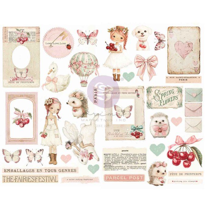 Chipboards stickers (41 pièces), Cherry sweet - Prima marketing 