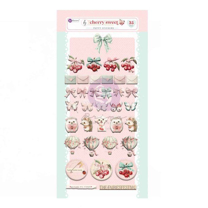 Puffy stickers (33 pièces), Cherry sweet - Prima marketing