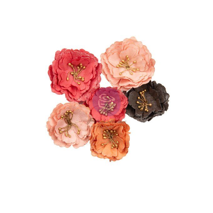 6 pièces, Fleurs en papier, Prima, Strawberry kisses