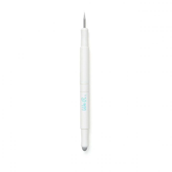 Outil à 2 extrémités, une pour percer le papier et une collante pour attraper les embellissements