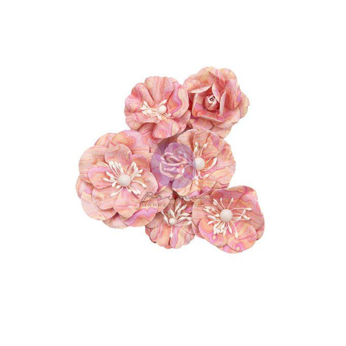 6 pièces, Fleurs en papier, Prima, Marbled with love