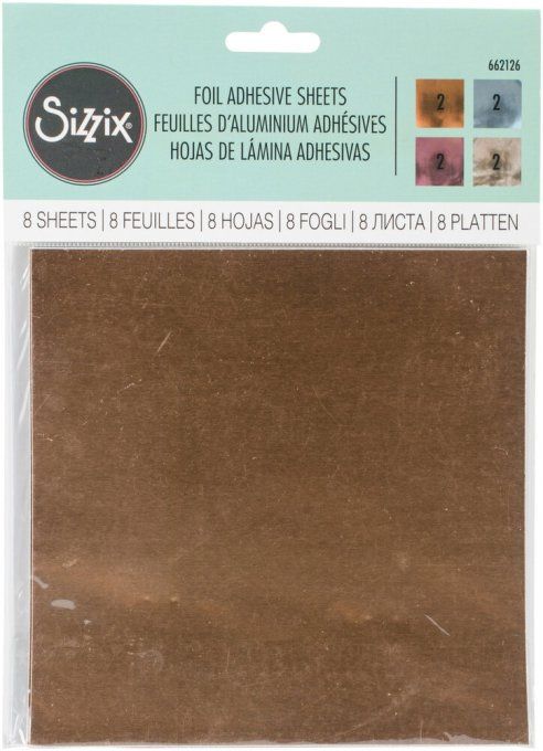 8 Feuilles d'aluminium - Sizzix - dimension : 15x15cm environ - 4 couleurs différentes