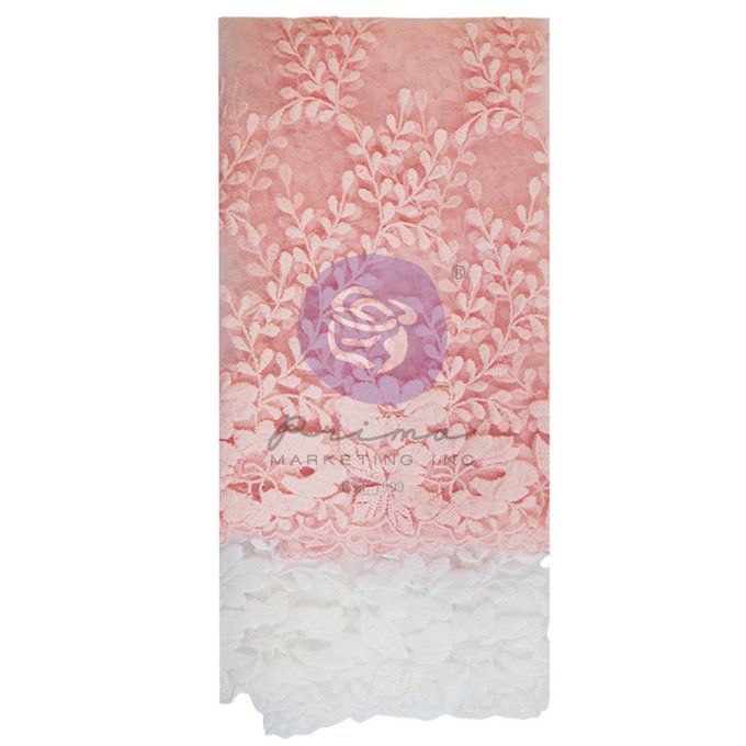Lot de 2 dentelles , tons de blanc et rose, Prima, Postcards from paradise  - Longueur 90cm environ