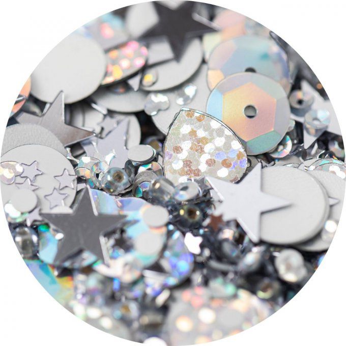 Ensemble sequins, paillettes et perles - Sizzix - couleur : argent