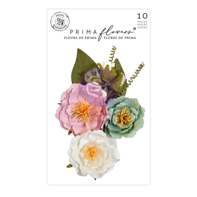 10 pièces, Fleurs en papier, Prima, Avec amour