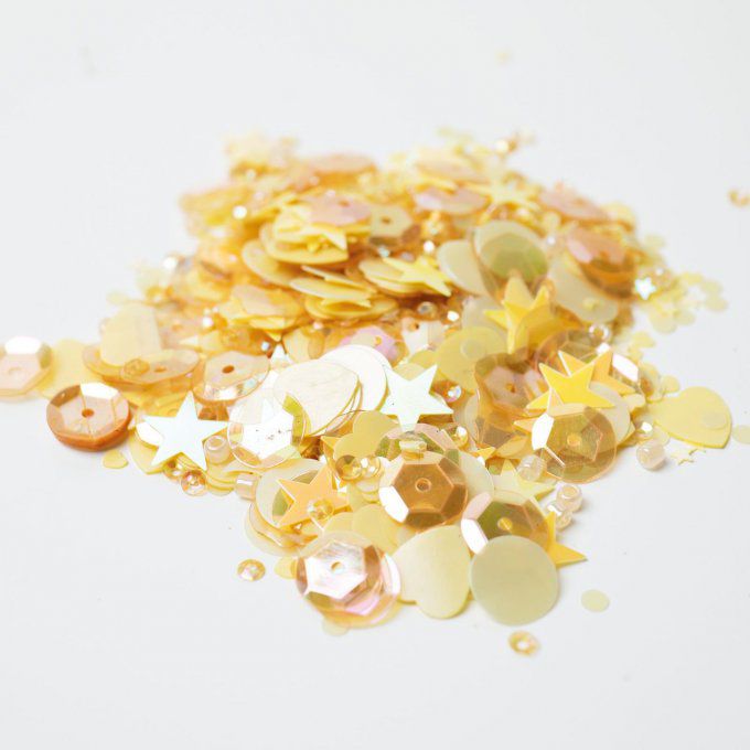 Ensemble sequins, paillettes et perles - Sizzix - couleur : Limoncello