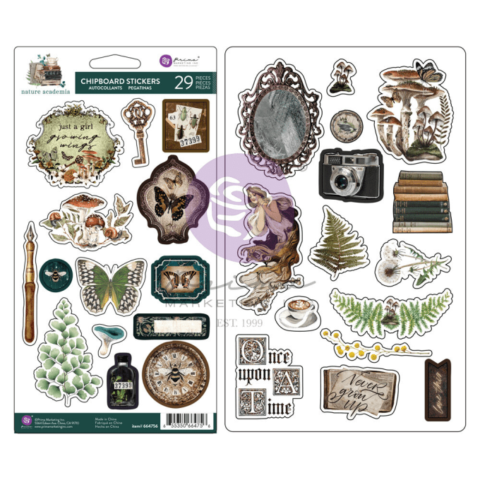 29 chipboards stickers, Prima, Nature academia