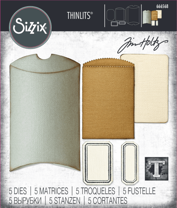 5 Dies/matrices de découpe, Sizzix - Boîte berlingot + sachet