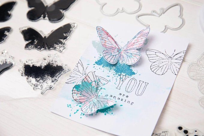 Sizzix, 8 Tampons et 2 dies, Papillons
