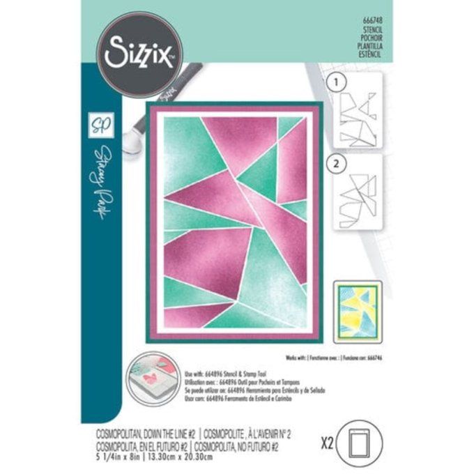 Pochoir Sizzix, Down the line - dimension 13.3x20.3cm environ