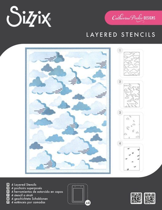 Pochoirs - Sizzix - Layered stencils - dimension : 10.8x15.88cm environ