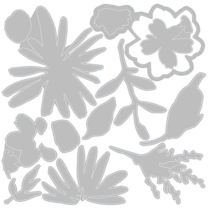 11 Dies/matrices de découpe + 1 mini classeur d'embossage, Sizzix - Thinlits, vault, floristry