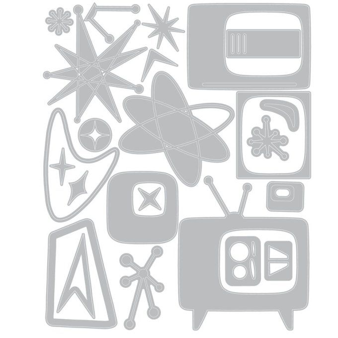 24 Dies/matrices de découpe, Sizzix - Thinlits, atomic retro