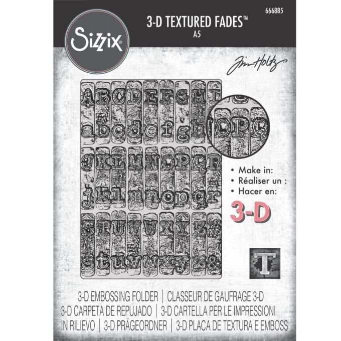 Classeur d'embossage, 3d - Format A5 - Typewriter large