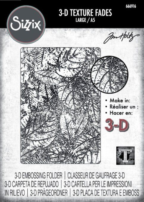 Sizzix, Classeur d'embossage, 3d - Format A5 - Foliage Large