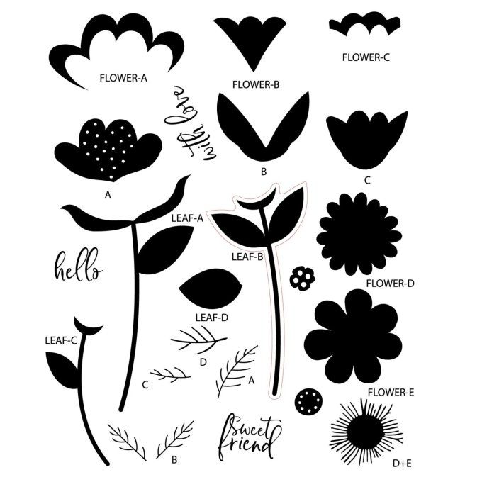 22 tampons, Sizzix - Fleurs fantaisies
