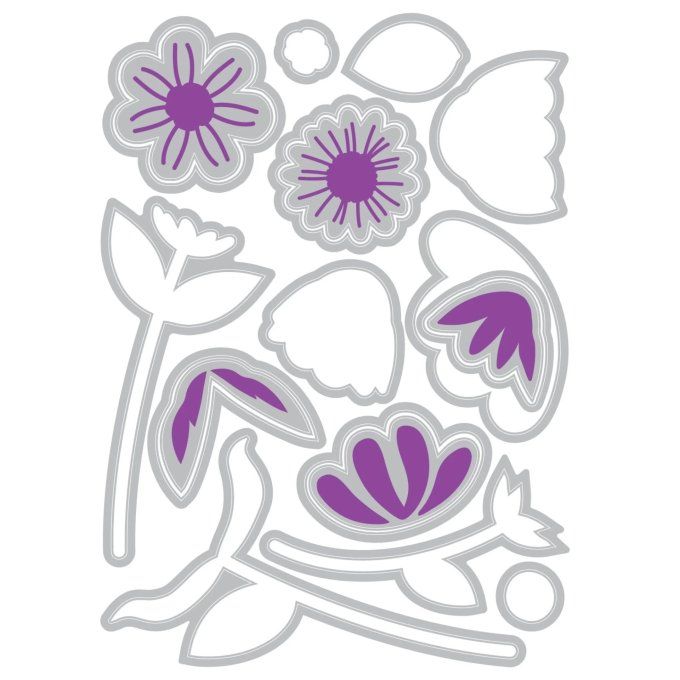 19 matrices de découpe, Sizzix - Fleurs fantaisies