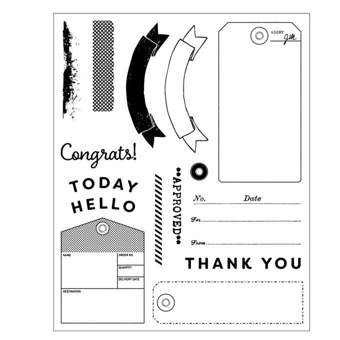 6 tampons et 17 Dies, Sizzix, 49andmarket - Tag it