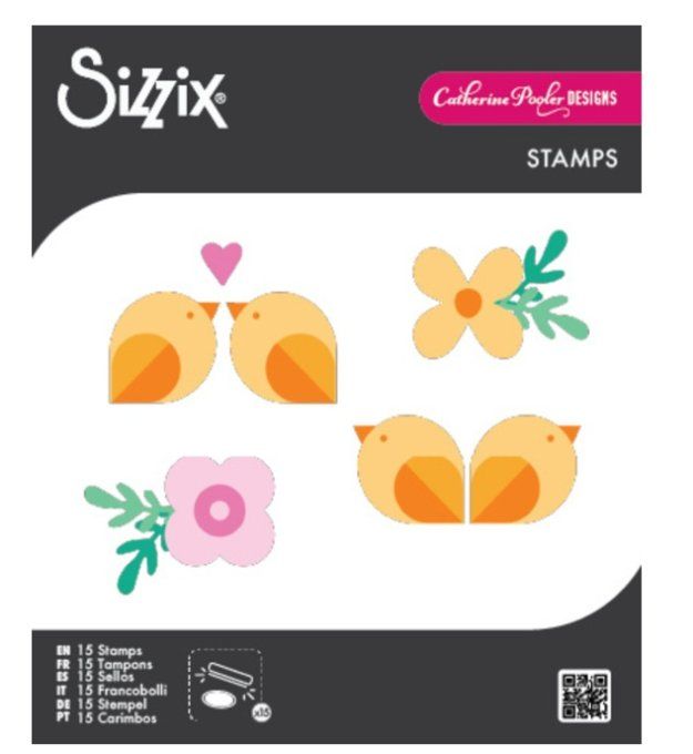 Sizzix studio, 15 tampons - Birds & blooms