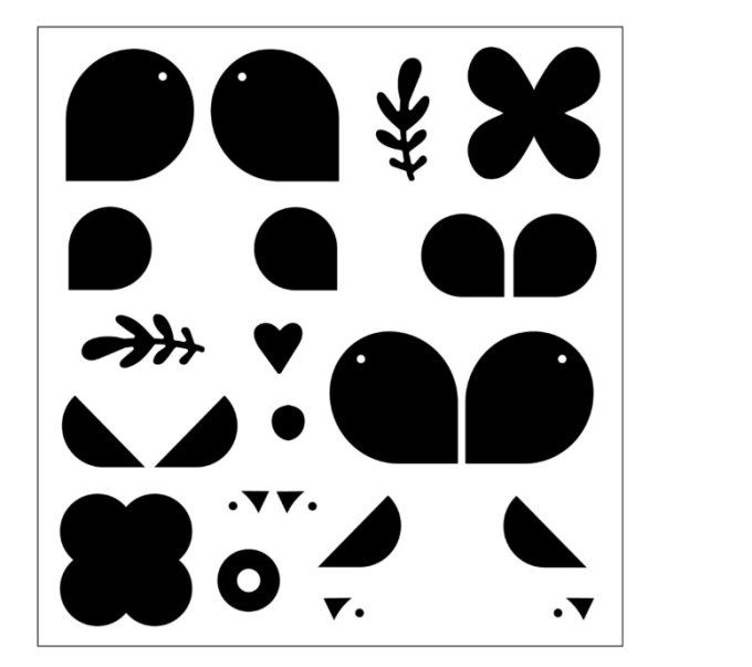 Sizzix studio, 15 tampons - Birds & blooms