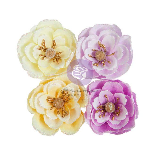 4 pièces, Fleurs en papier, Prima, In full bloom flowers