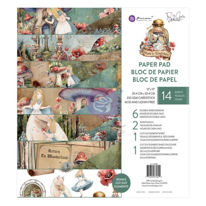 Bloc 30x30cm, 14 feuilles, Return to wonderland - Prima marketing