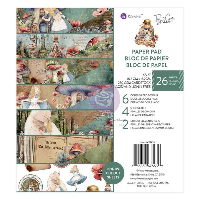 Bloc 15x15cm, 26 feuilles, Return to wonderland - Prima marketing 