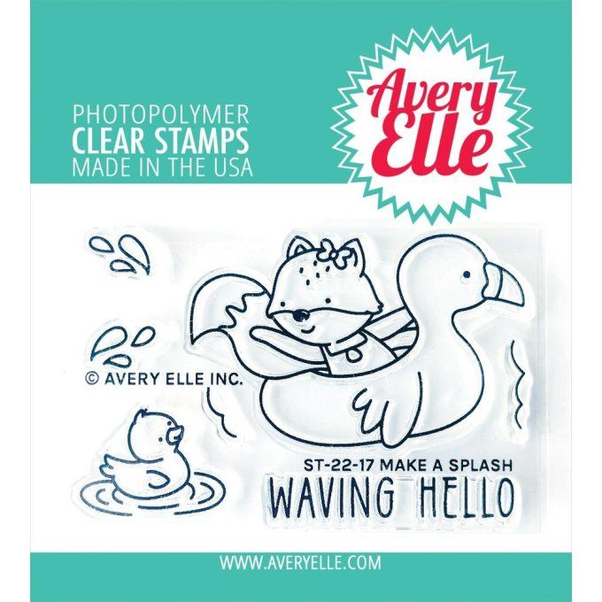 Avery Elle - 5 petits tampons clear - Make a splash, dim. de la planche 7.5x5cm environ