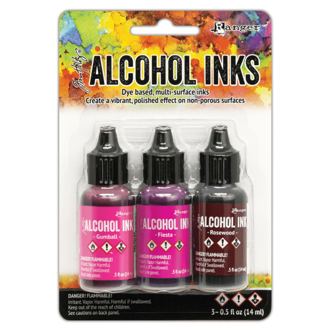 Ranger, 3 Encres à alcool, 14ml - Couleurs : Gumball, Fiesta et Rosewood