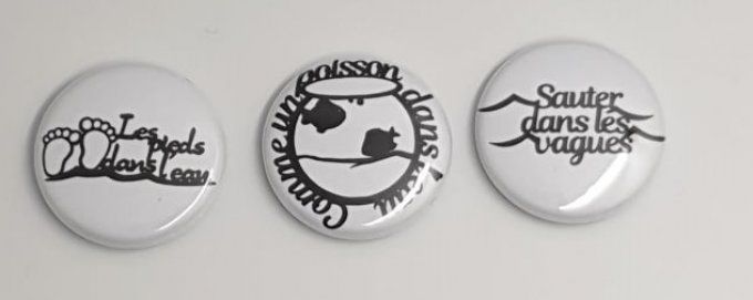 3 badges, 25mm de diamètre - Eté - Collection 100% Horizon Créatif