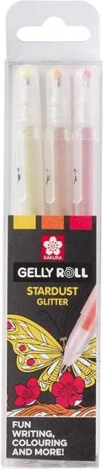 Sakura, 3 Gelly Roll - gamme Stardust glitter (stylos billes à paillettes) - Collection Happy