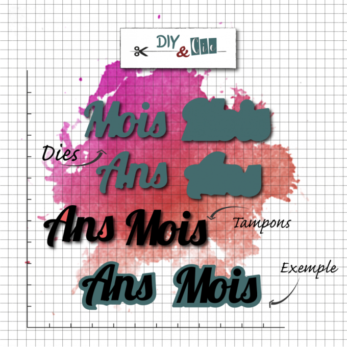  Dies/matrices de découpe et tampons, DIY & Cie, Mois/Ans